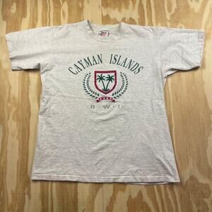 Vintage 1991 Cayman Islands Graphic T-Shirt – Oneita Tag – White – Men’s XL